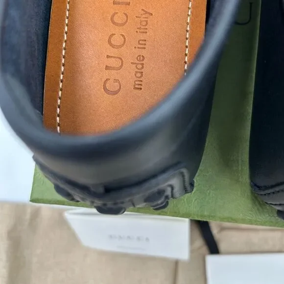 Men’s Gucci ayrton web striped leather loafers size 6 fits 7US made in Italy - Picture 5 of 7